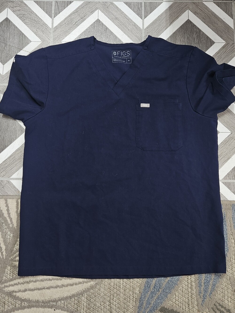 Mens Navy Figs Scrub Top